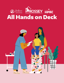 Young girl sits on mothers lap while receiving a vaccine from a doctor