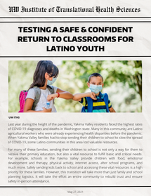 Newspaper showing students wearing mask and touching elbows